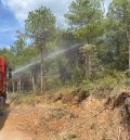 La Unidad Militar de Emergencias simula una intervención en un incendio forestal en Fuentespalda