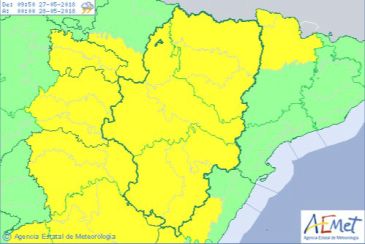 Albarracín y Jiloca, Gúdar, Maestrazgo y Bajo Aragón, en alerta por fuertes lluvias