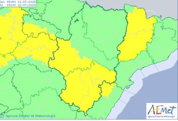 Alerta amarilla por riesgo de tormentas en la provincia de Teruel