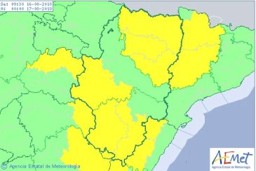 Aviso amarillo en la Sierra de Albarracín, Gúdar, Maestrazgo y Jiloca por lluvias y tormentas