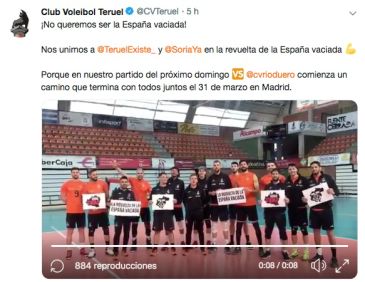 Los jugadores de voleibol difunden en las redes un vídeo de apoyo a La Revuelta de la España Vaciada