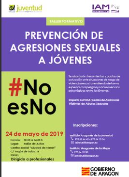 IAM e IAJ organizan un taller de prevención de agresiones sexuales a jóvenes para profesionales el 24 de mayo en Teruel