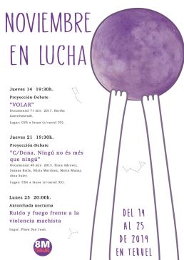 La Asamblea 8M de Teruel arranca Noviembre en Lucha con varias actividades para concienciar sobre la violencia machista