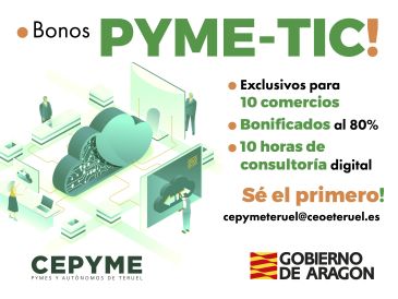 Cepyme Teruel amplía hasta el 20 de agosto el plazo de inscripción a los bonos digitales PYME-TIC