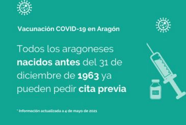 Aragón abre las citas para vacunarse a las personas de 58 y 59 años