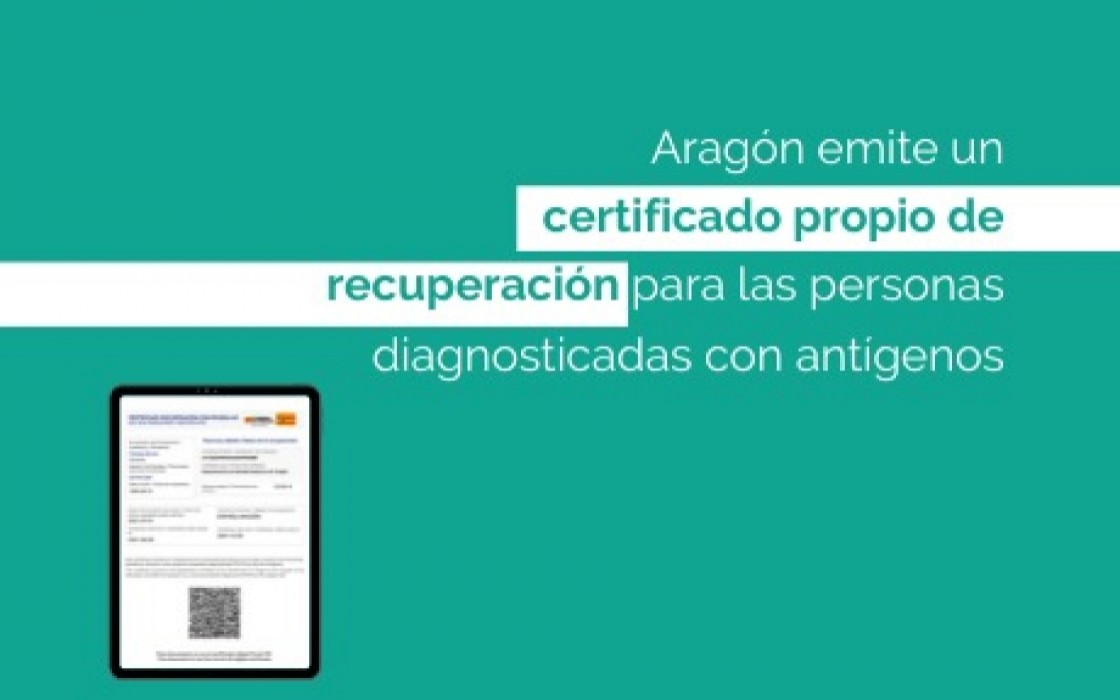 Aragón emite un certificado propio de recuperación para las personas diagnosticadas con antígenos