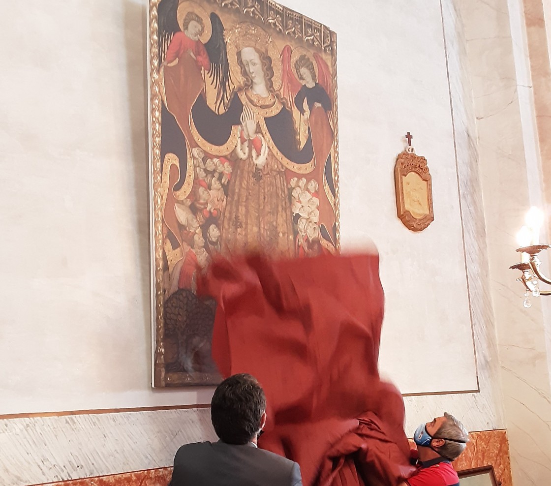 Blancas recupera en una réplica en lienzo el cuadro gótico de la Virgen de la Carrasca