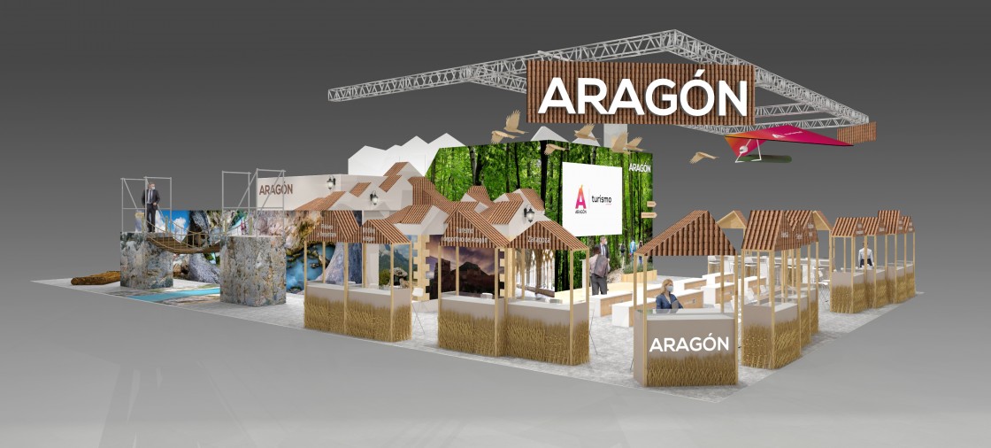 Aragón acude a Fitur con un stand en forma de villa, como exponente del turismo natural, seguro y sostenible