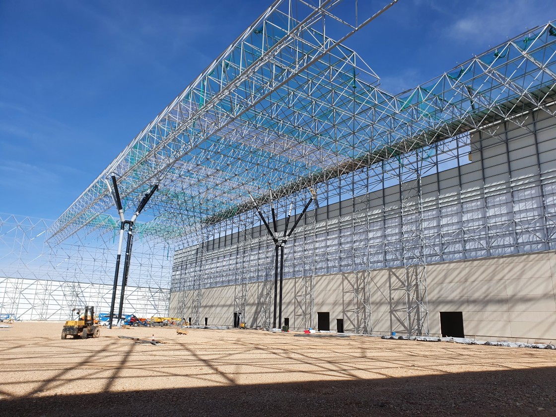 El nuevo hangar del Aeropuerto de Teruel con capacidad para dos A380, el avión de pasajeros más grande del mundo, estará listo en abril