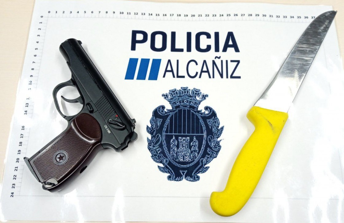 La Policía Local de Alcañiz incauta una pistola y un arma blanca en un operativo en el Polígono Las Horcas