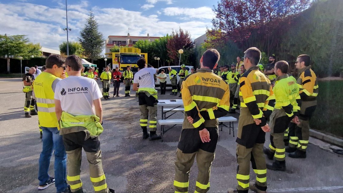 El Infoar desarrolla en Calamocha un simulacro de incendio forestal de alta complejidad