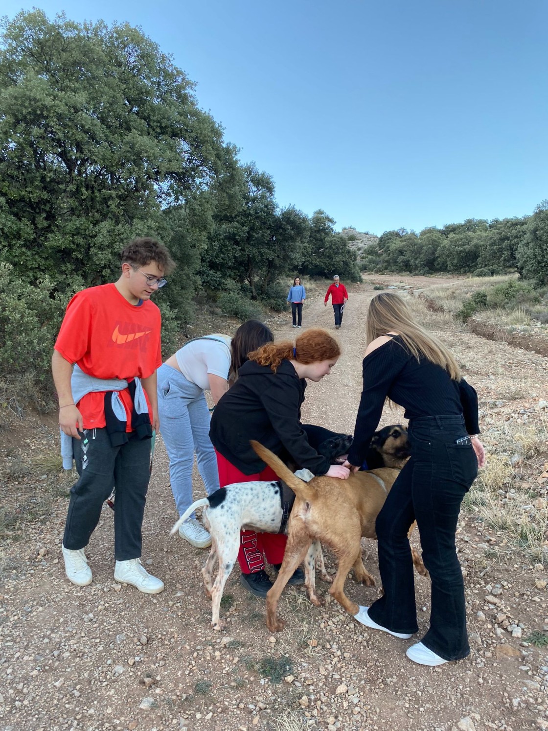 Los voluntarios del programa Inquietos realizan su primera salida con los perros