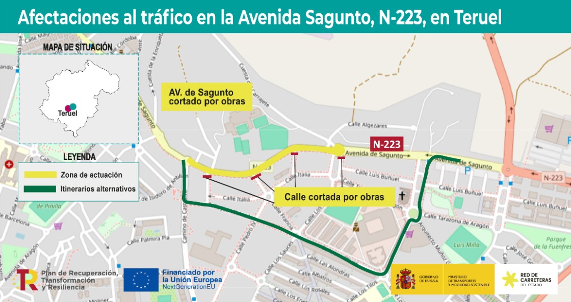 Los cortes de tráfico por las obras de la avenida Sagunto comenzarán este miércoles