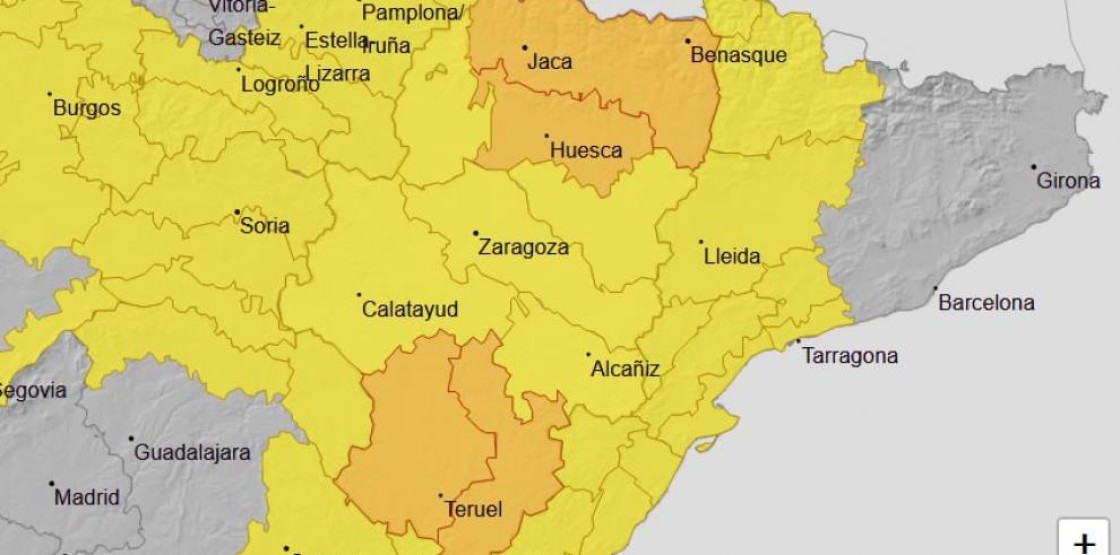 Aviso naranja por lluvias en Pirineo, Huesca centro, Albarracín y Jiloca, y Gúdar y Maestrazgo para mañana