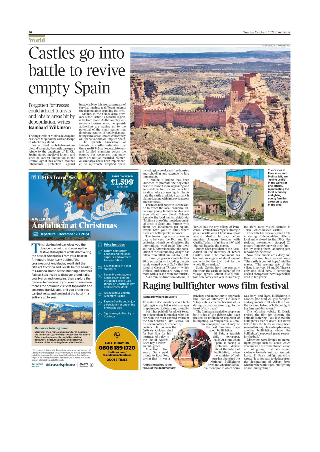 Arcatur, en un reportaje de la revista The Times sobre castillos de la España rural