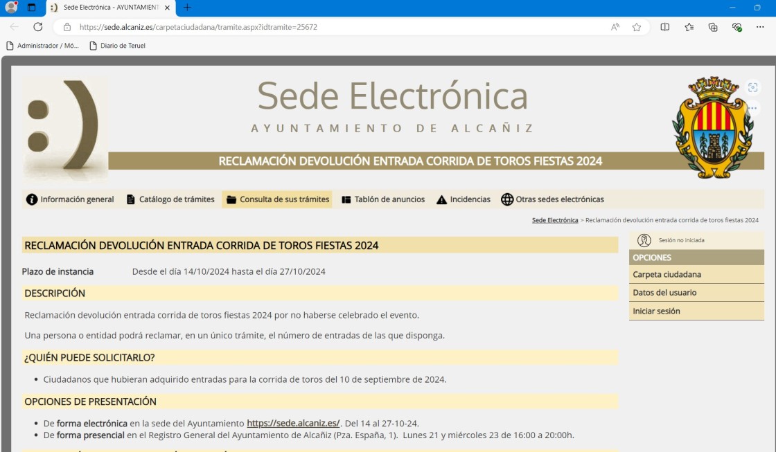 El Ayuntamiento de Alcañiz devolverá los importes de las entradas de la corrida de toros cancelada el 10 de septiembre