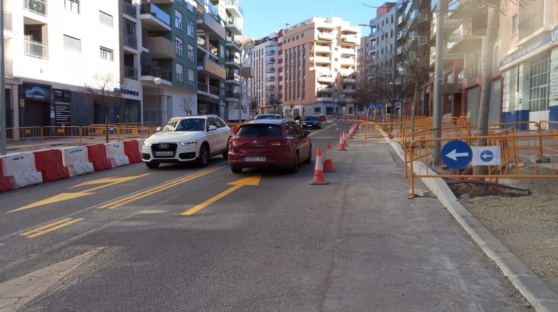 Un carril de la avenida Sagunto entre carretera de Castralvo y avenida Aragón se cortará por las obras a partir del 2 de enero