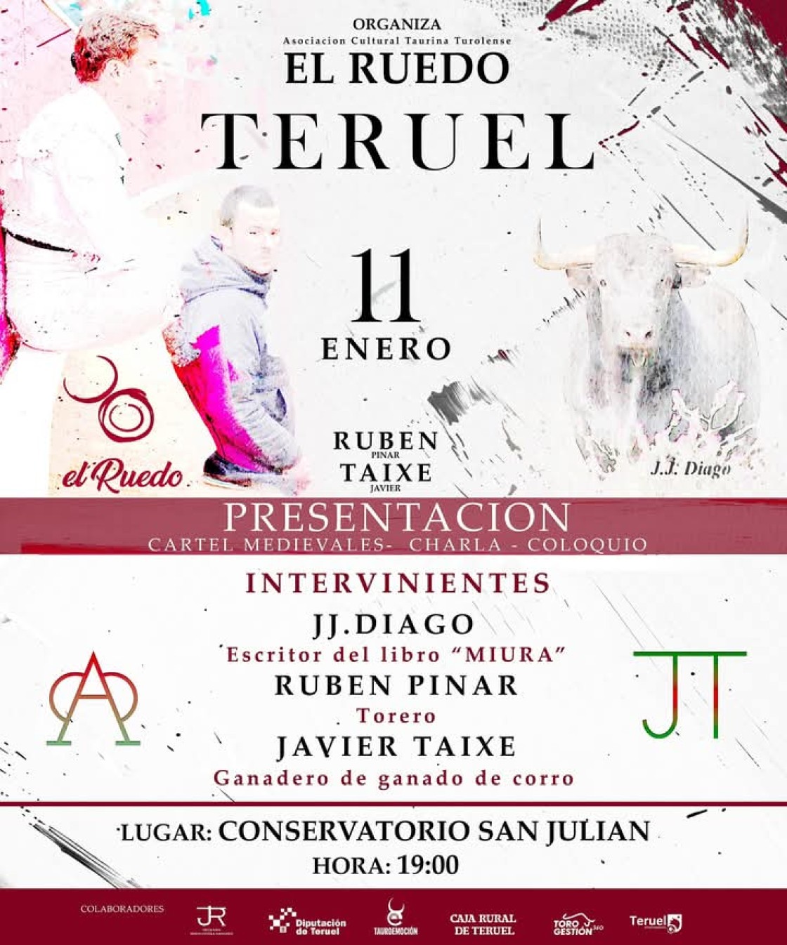 Presentación  del toro de Miura reseñado por  la peña taurina El Ruedo