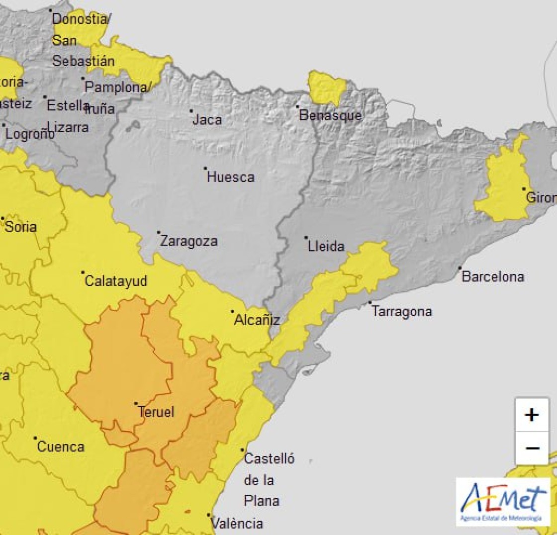 Alerta naranja por viento y por lluvias en Albarracín, Jiloca, Gúdar y Maestrazgo