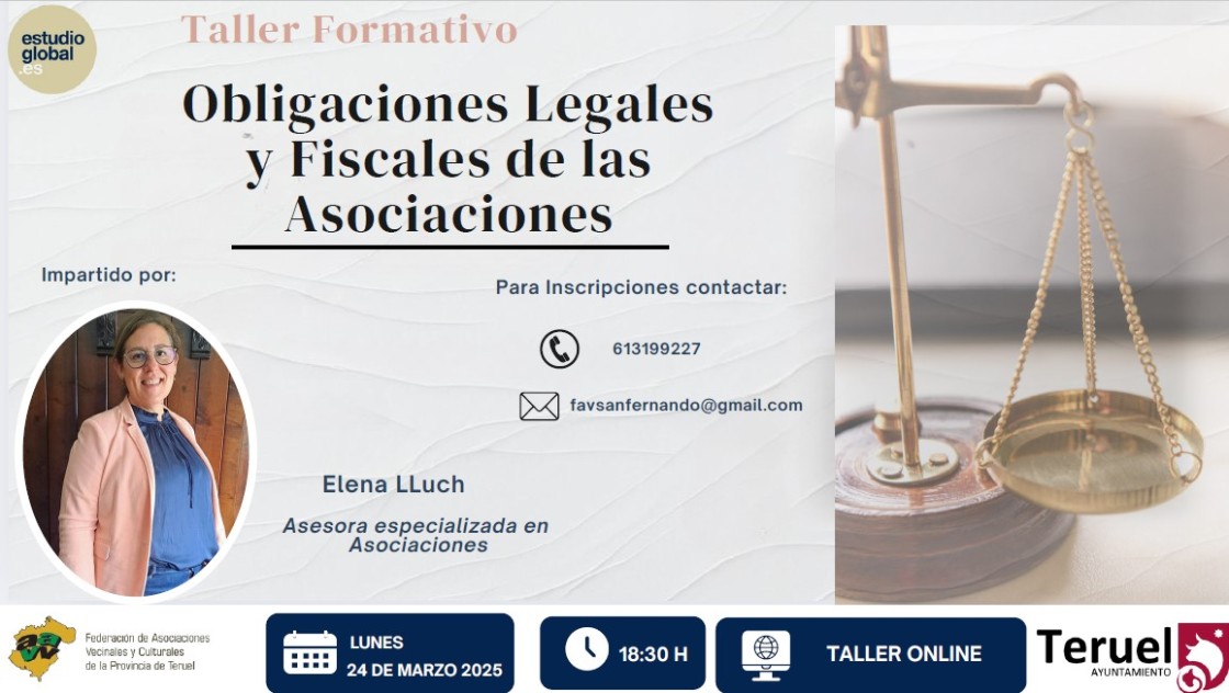 La Federación de Vecinos de Teruel organiza un taller sobre obligaciones legales y fiscales de las asociaciones