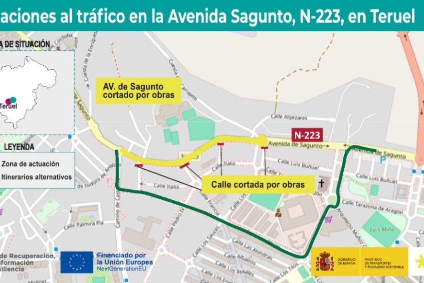 Los cortes de tráfico por las obras de la avenida Sagunto comenzarán este miércoles