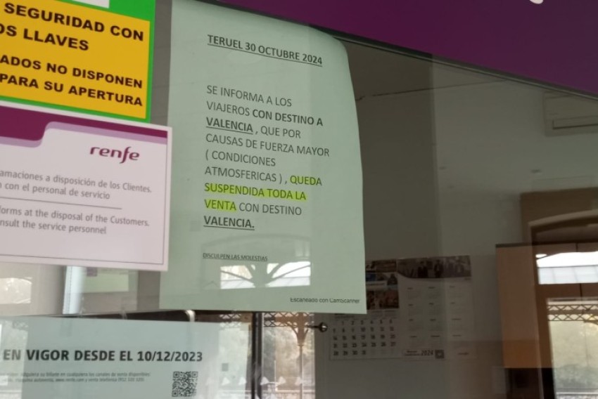 Suspendida la circulación de trenes en la línea de Teruel por inundación de la vía en Villarreal