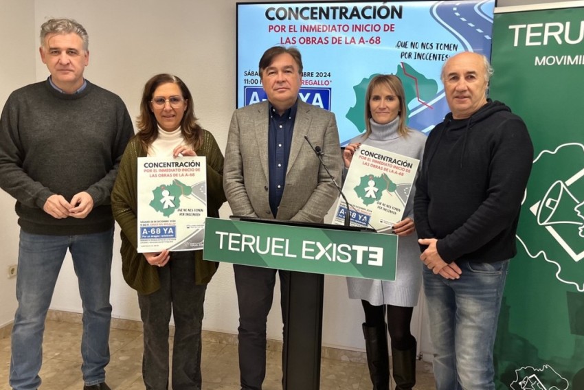 Teruel Existe escenificará la construcción del primer metro de la A-68 por Teruel en la concentración del 28 de diciembre en El Regallo