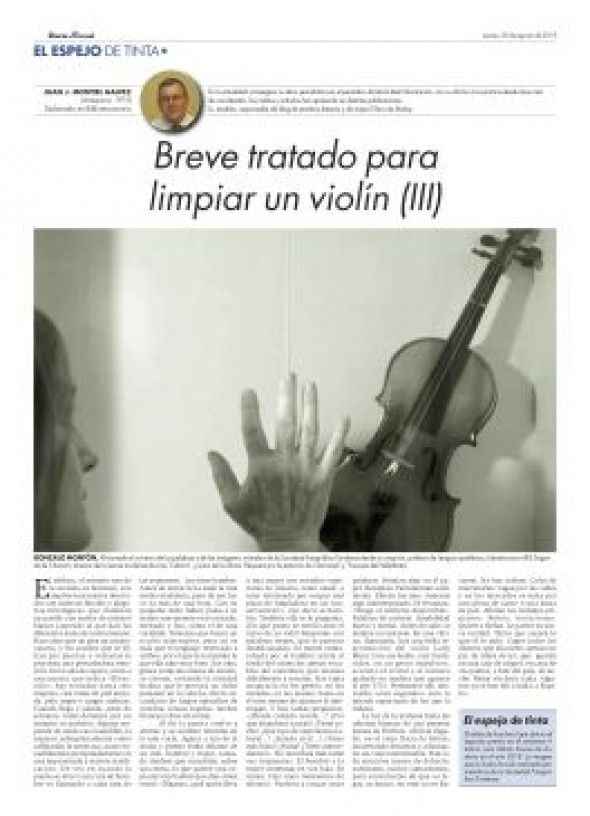 El Espejo de Tinta, los relatos del verano de DIARIO DE TERUEL. Breve tratado para limpiar un violín (III), de Juan Montiel Gálvez