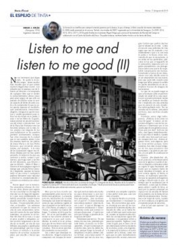 El Espejo de Tinta, los relatos del verano de DIARIO DE TERUEL. Listen to me and listen to me good (II), de Diego J. Colás