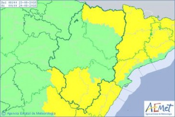 Albarracín, Jiloca, Gúdar y Maestrazgo, en alerta amarilla por lluvias y tormentas