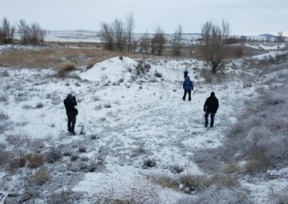 La nieve tiñe de blanco el entorno de Gallocanta en la fiesta de las grullas