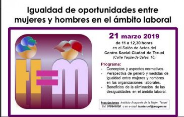 El IAM organiza este jueves un taller en Teruel para profundizar en la igualdad entre hombres y mujeres