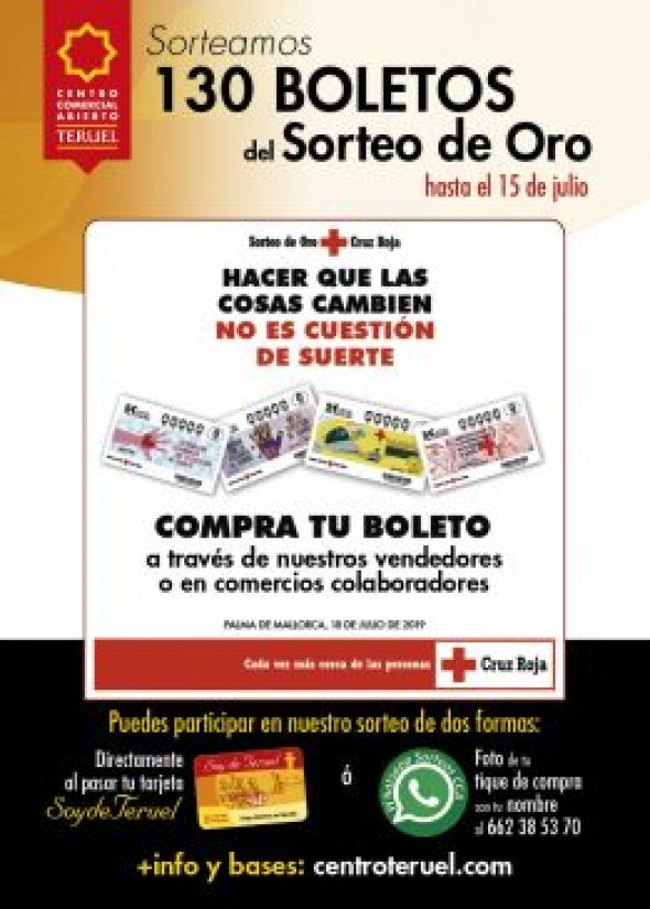 El CCA de Teruel colabora con Cruz Roja y sorteará un número completo para el Sorteo del Oro