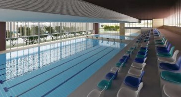 La firma del acta de inicio de las obras de la nueva piscina climatizada de Teruel, el lunes