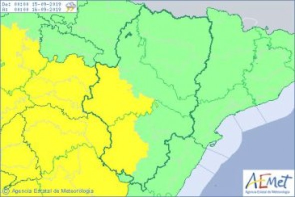 Alerta amarilla por lluvias y tormentas en Albarracín y Jiloca y en la Ibérica para este domingo