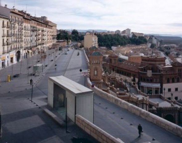 El acceso al Óvalo por la calle de San Francisco de Teruel, cortado durante dos meses al tráfico por obras