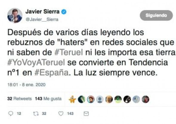 La campaña #YovoyaTeruel de apoyo a la provincia se convierte en la primera tendencia en Twitter