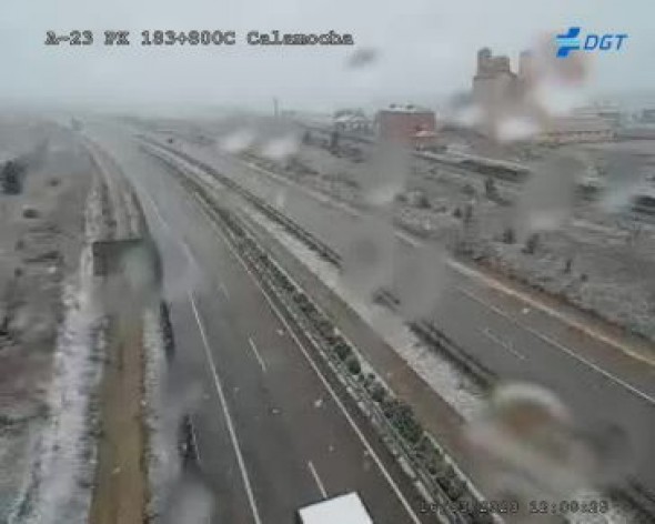 Tráfico recomienda transitar con precaución por la autovía A-23 entre Calamocha y Ferreruela de Huerva por nieve