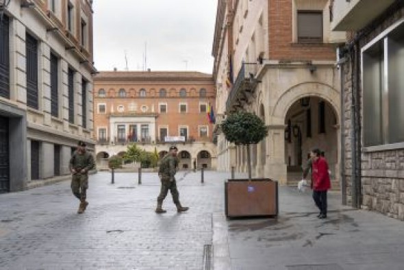 El Ejército realiza labores de vigilancia en Teruel y de desinfección en Alcañiz