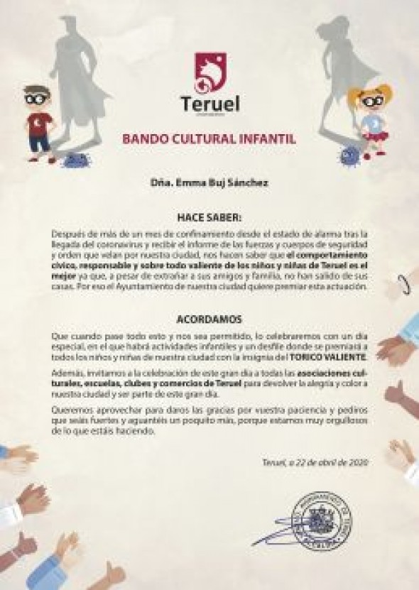 El Ayuntamiento de Teruel premiará a los más pequeños con la insignia del Torico Valiente