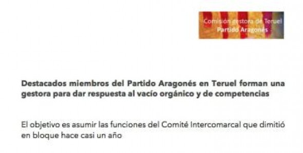 Un grupo de críticos del PAR Teruel constituye una gestora intercomarcal y la dirección autonómica no la reconoce