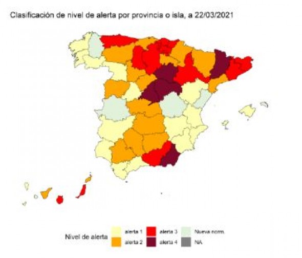 El Ministerio de Sanidad rebaja de 2 a 1 el nivel de alerta por covid para Teruel