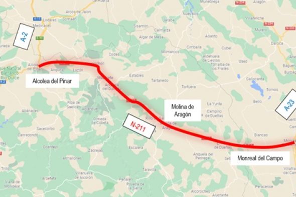 El Mitma licita un contrato para redactar el estudio informativo de mejora de itinerario de la N-211 entre Alcolea del Pinar y Monreal del Campo