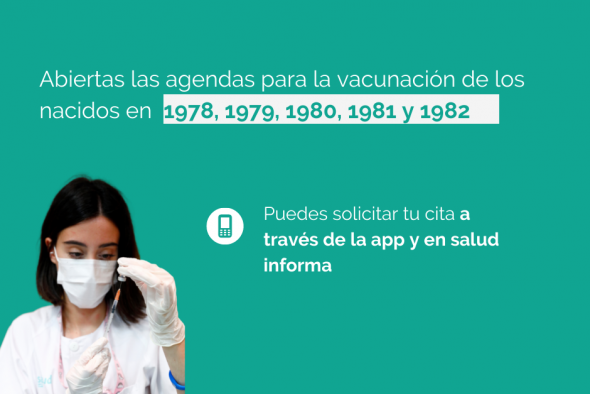 Abiertas las agendas en Aragón para vacunación de covid para los nacidos entre 1978 y 1982