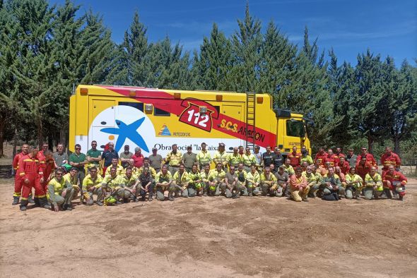 Simulacro en Calamocha para coordinar actuaciones entre Medio Ambiente y la Unidad Militar de Emergencias