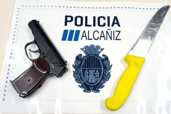 La Policía Local de Alcañiz incauta una pistola y un arma blanca en un operativo en el Polígono Las Horcas