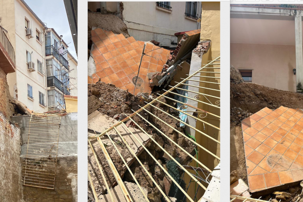 Se desploma un balcón de uno de los edificios desalojados en la ciudad de Alcañiz