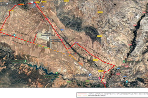 Las obras del Mitma afectarán al tráfico en la N-234 en el término de Teruel este lunes