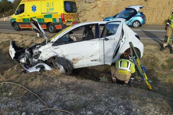 Un accidente múltiple provoca cuatro heridos en Valdealgorfa