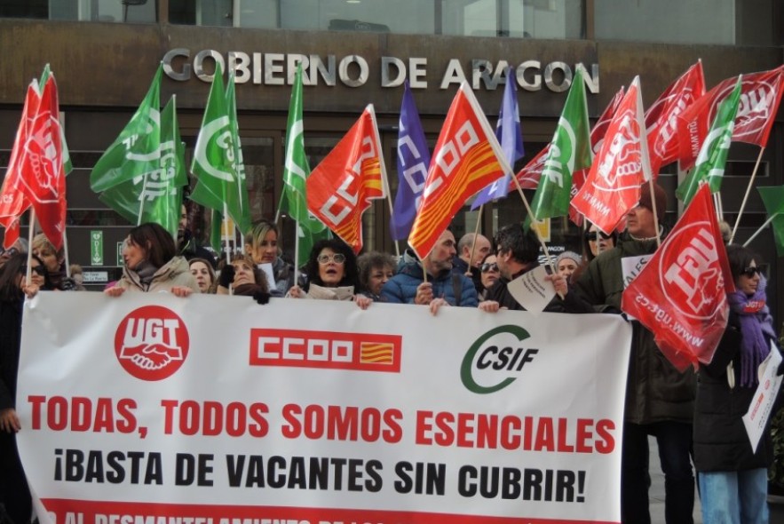 CCOO, UGT y CSIF se movilizan en Teruel para exigir al Gobierno de Aragón que cubra todas las plazas vacantes en la Administración General